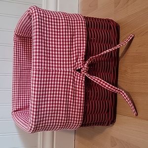 Pottery Barn Kids Red Wicker Sabrina Storage Basket w/Red & White Gingham Liner